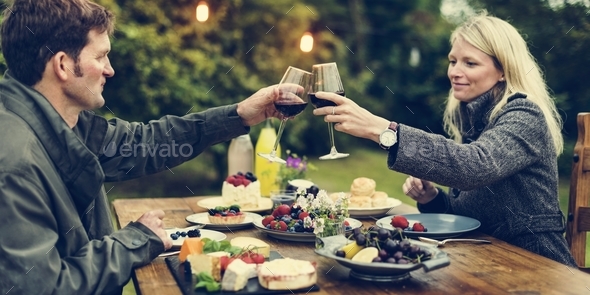 Couple Cheers Love Wine Concept - Stock Photo - Images