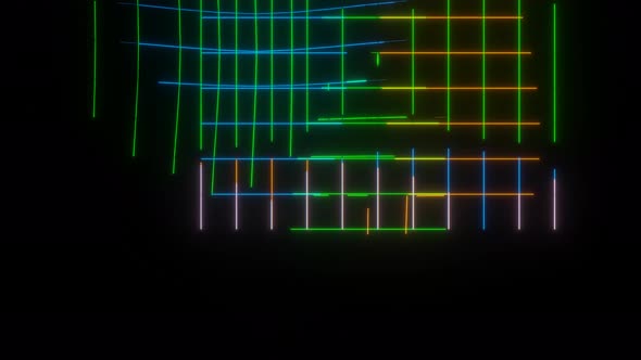 Abstract VJ Loop with Color Pulsating Wireframe Shapes