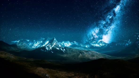 Milky Way Over the Mountain Peaks alt