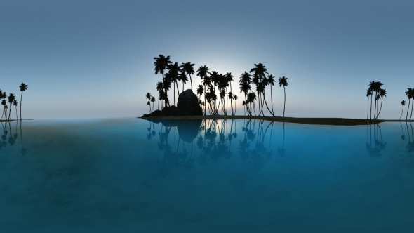 Aerial VR 360 Panorama of Tropical Island at Sunset alt