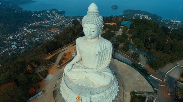 Aerial: Takeoff Near Big Buddha.