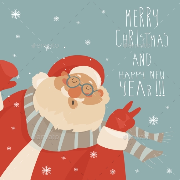 Vector Christmas Card with Santa Claus - Christmas Seasons/Holidays
