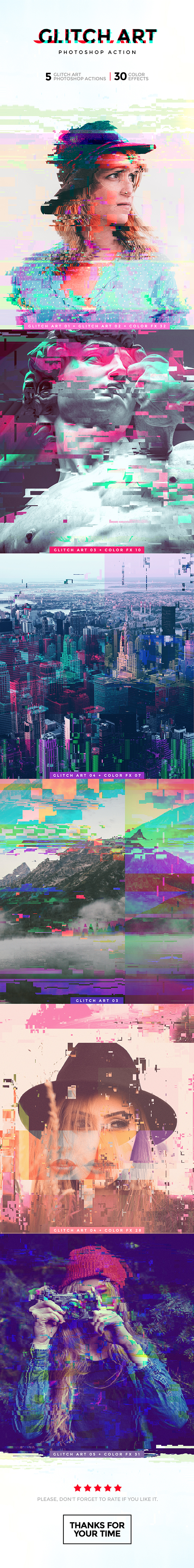Glitch Art Photoshop Action - Photo Effects Actions