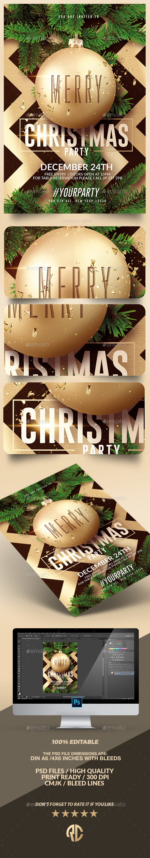 Classy Christmas Party | Psd flyer Template
