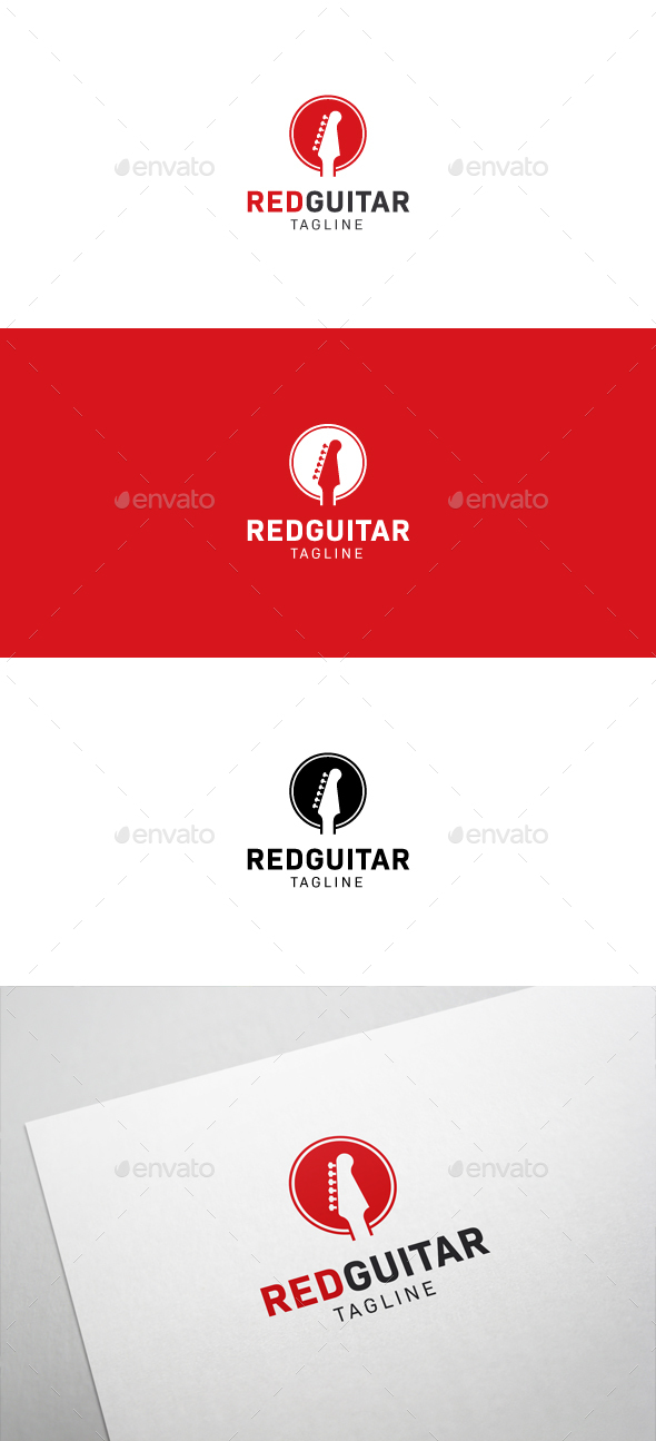Red Guitar Logo - Objects Logo Templates