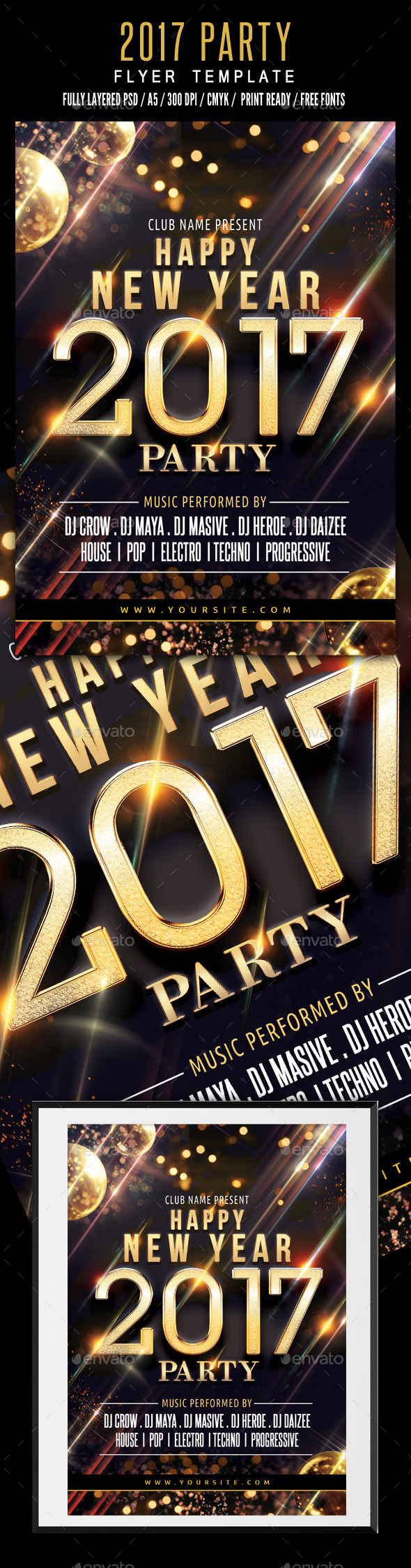 New Year 2017 Party Flyer Template - Events Flyers