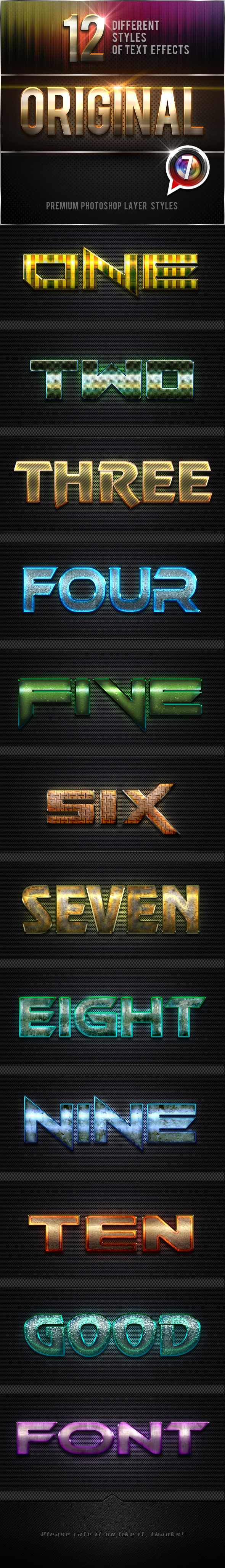 12 Original Photoshop Text Effects Vol.7 - Text Effects Styles