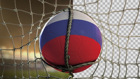 Soccer Ball Scoring Goal Night Frontal - Russia