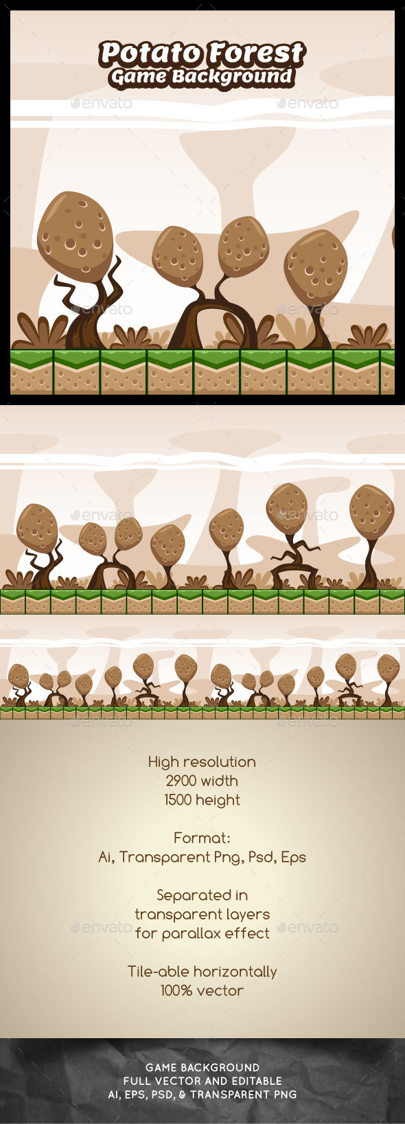 Potato Forest Game Background - Backgrounds Game Assets