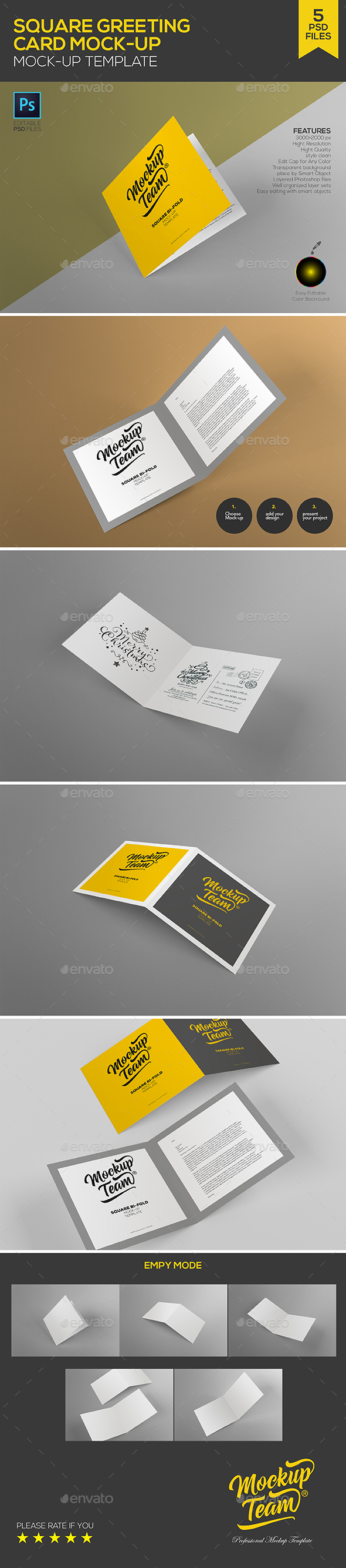 Square Greeting Card Mock up Template - Product Mock-Ups Graphics