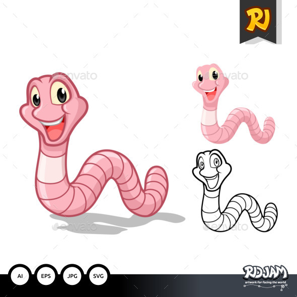 Earthworm Cartoon Character - Animals Characters