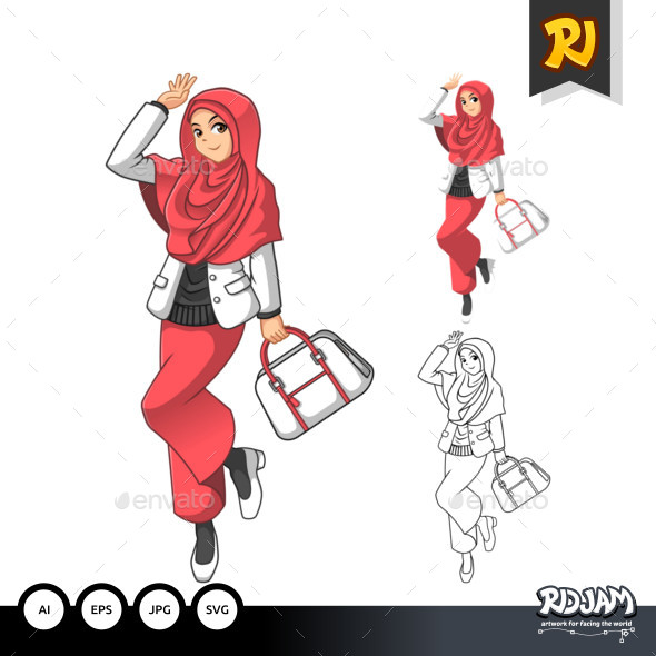 Muslim Woman Fashion Cartoon Character 3 - People Characters