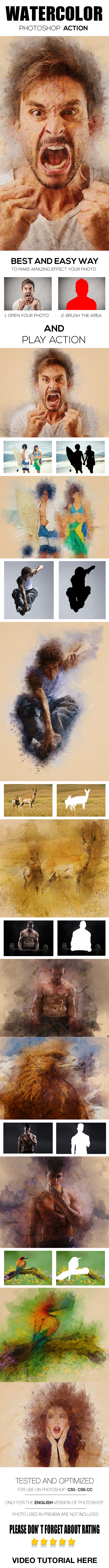 Watercolor Photoshop Action - Photo Effects Actions
