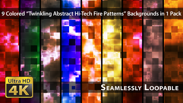 Twinkling Abstract Hi-Tech Fire Patterns - Pack 01