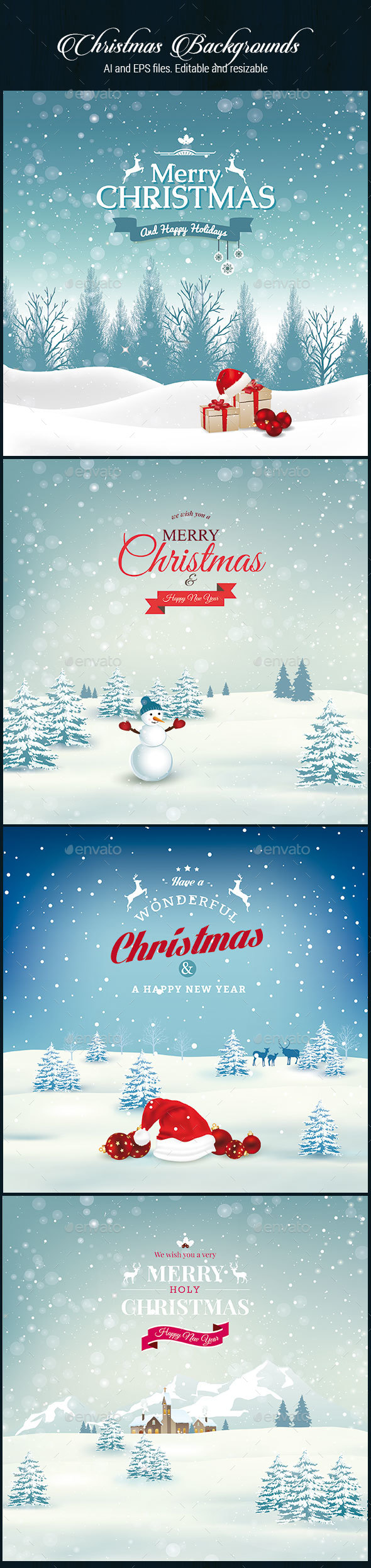 4 Christmas Backgrounds - Christmas Seasons/Holidays