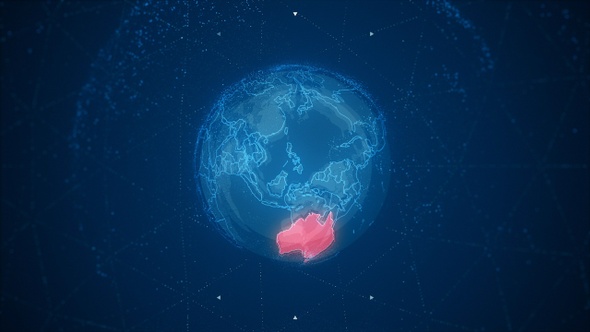 Red Australia Continent on the Rotating Blue Earth 4K