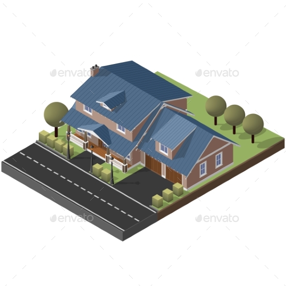American Cottage, Small Wooden House - Buildings Objects