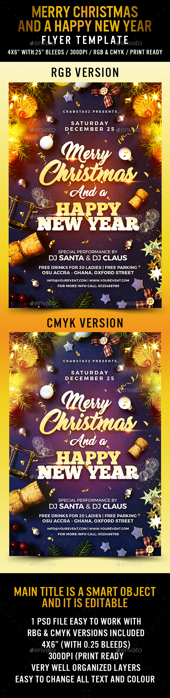 Merry Christmas and a Happy New Year Flyer - Holidays Events