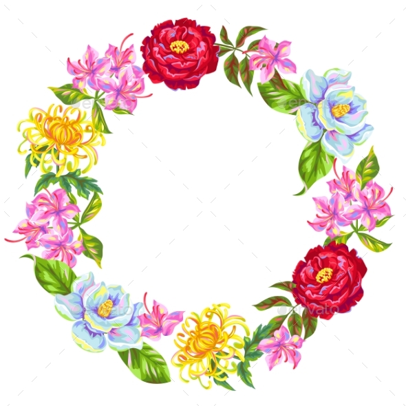 Wreath with China Flowers - Flowers & Plants Nature