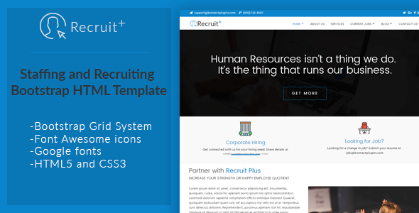 Fabulous Recruit Plus Staffing and Recruiting HTML Template