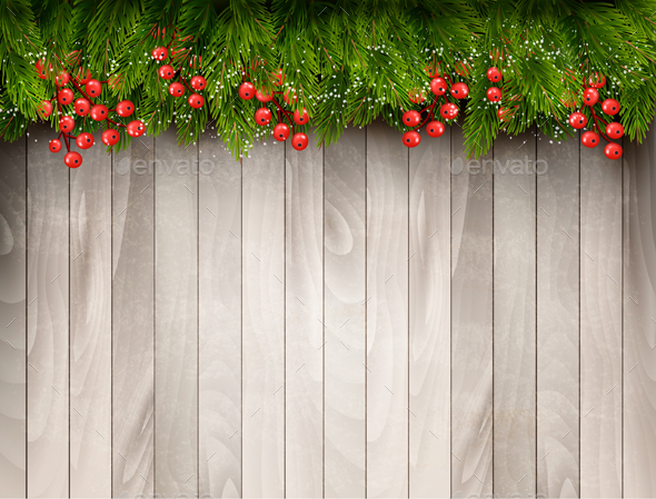 Holiday Background With A Christmas Tree Branches - Christmas Seasons/Holidays
