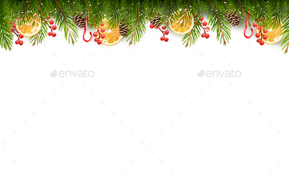 Holiday Background With A Christmas Tree Branches - Christmas Seasons/Holidays