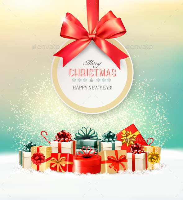 Holiday Christmas Background With Presents - Christmas Seasons/Holidays