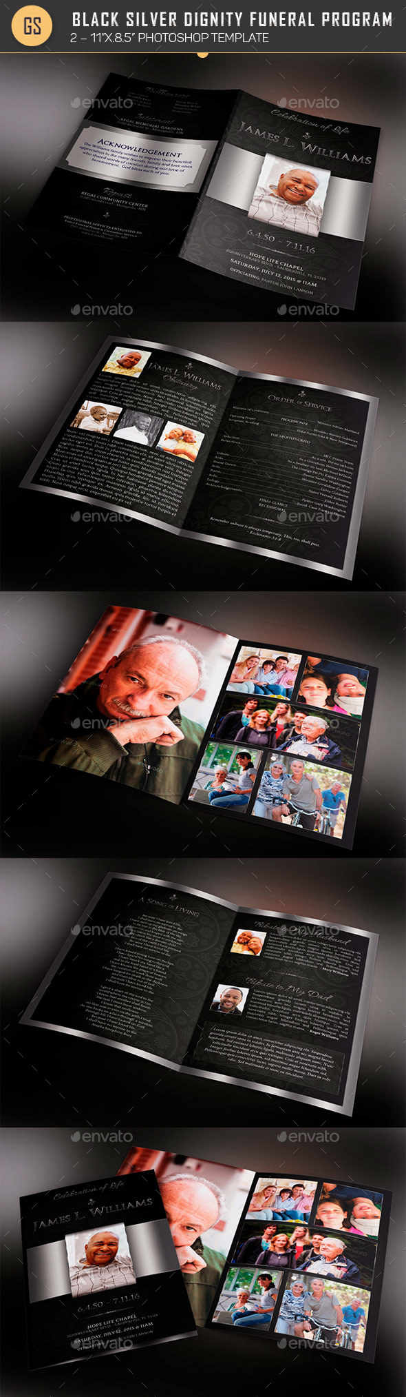 Black Dignity Funeral Program Template - Informational Brochures