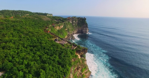 Uluwatu Cliff Aerial Footage, Bali, Indonesia