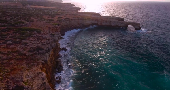 Beautiful Seashore with Clifs at Sunset