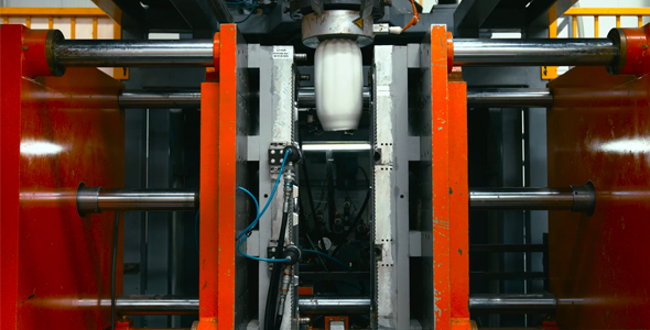 Plastic Press Molding Machine Work (Stock Footage)