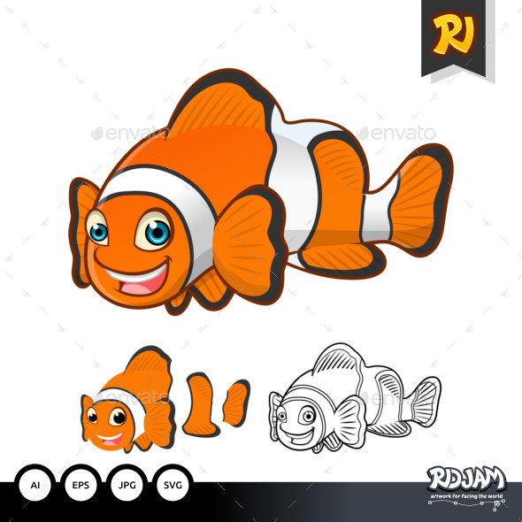 Common Clown Fish Cartoon Character - Animals Characters