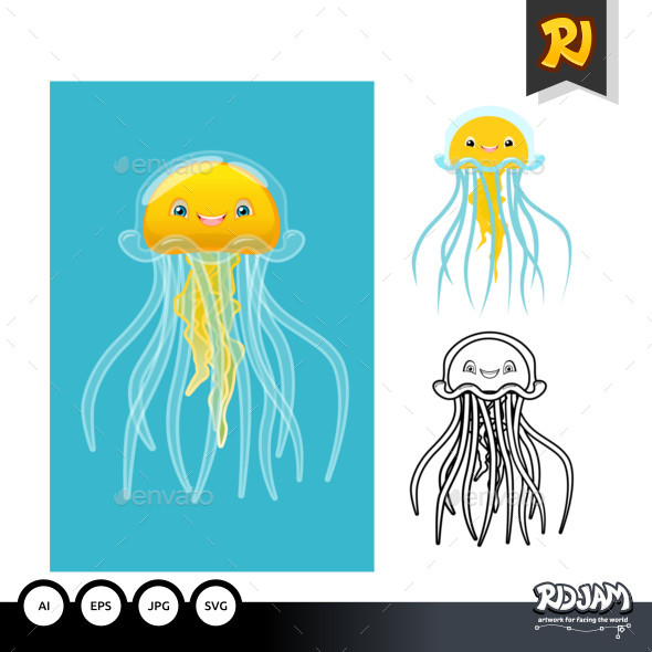 Jellyfish Cartoon Character - Animals Characters