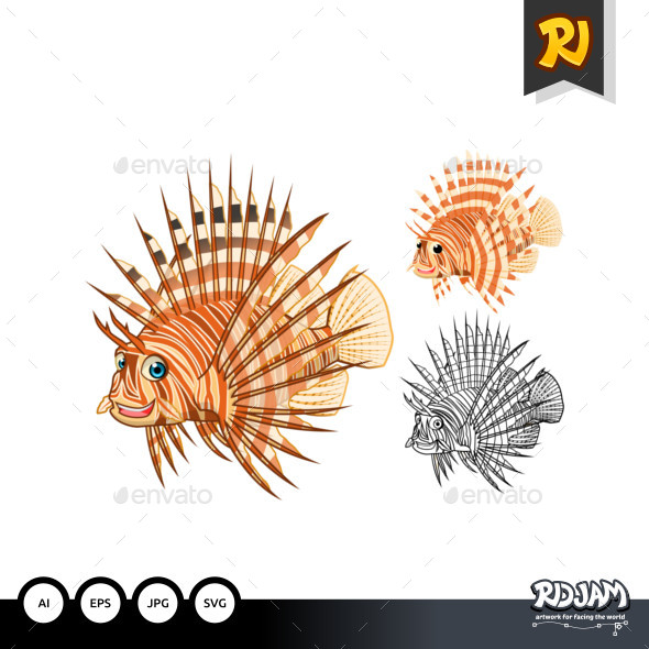 Lion Fish Cartoon Character - Animals Characters