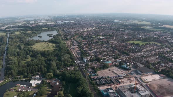 Descending drone shot of cheshunt town North London alt
