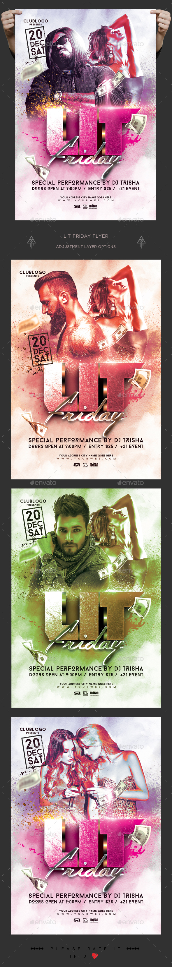 Lit Friday Flyer - Clubs & Parties Events