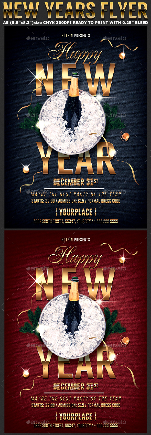 Classy New Year Flyer Template - Clubs & Parties Events