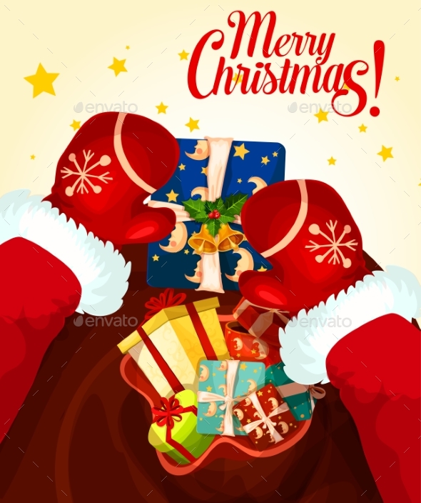Santa Claus with Gift Bag Christmas Card Design - Christmas Seasons/Holidays
