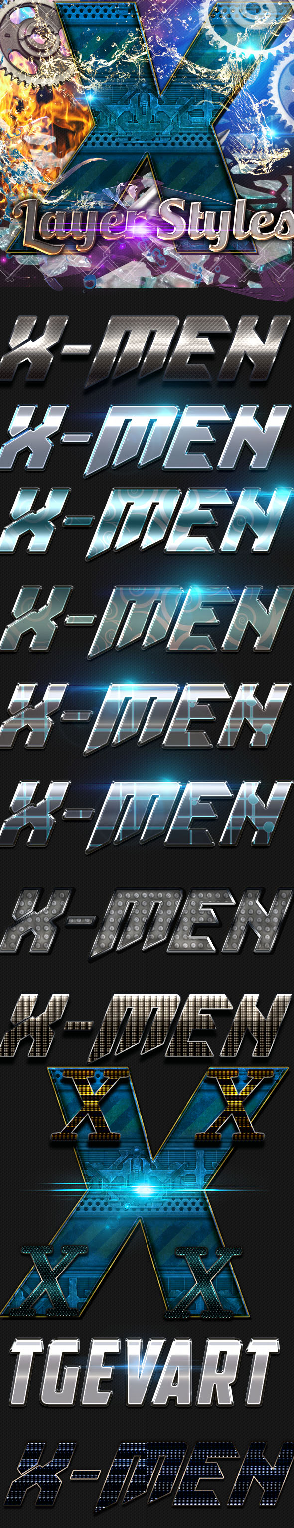 X Metal layer styles - Styles Photoshop