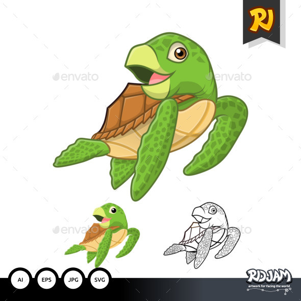 Sea Turtle Cartoon Character - Animals Characters