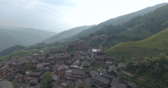 Longsheng Village and Terraced Rice Field