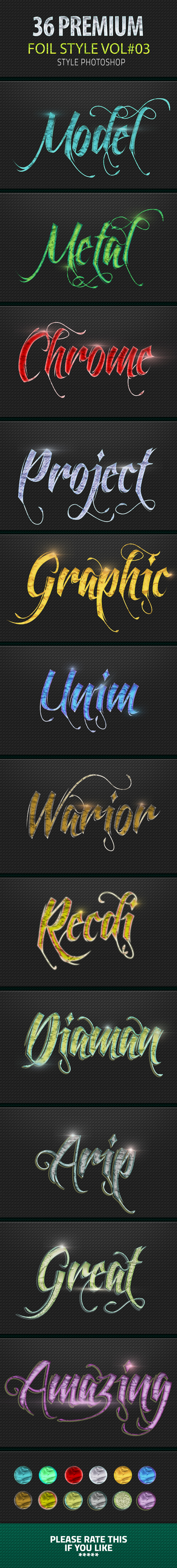 36 Premium Foil Style Vol 03 - Styles Photoshop