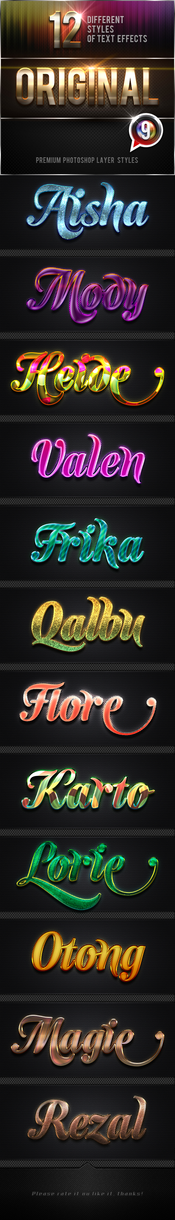 12 Original Photoshop Text Effects Vol.10 - Text Effects Styles