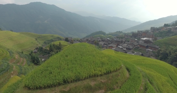 Longsheng Village and Terraced Rice Field