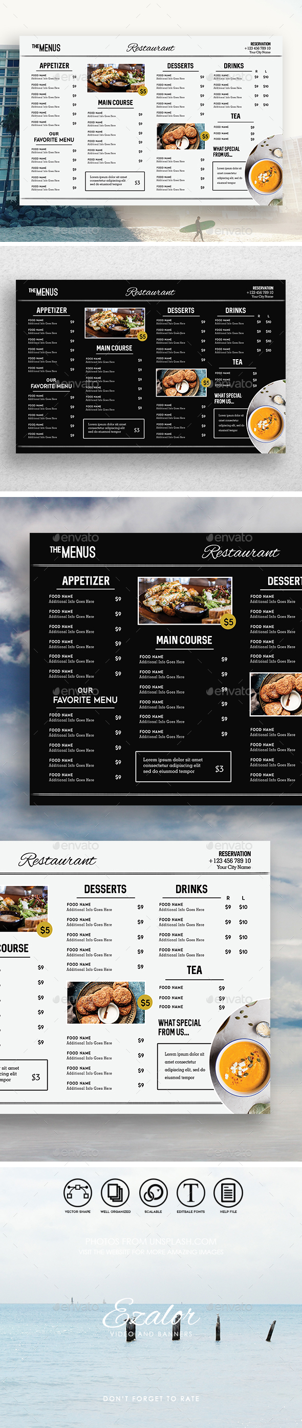 Minimal Landscape Food Menu