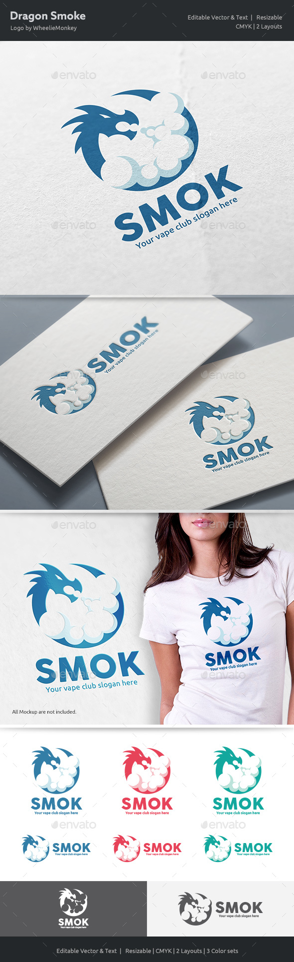 Dragon Smoke Logo - Vector Abstract