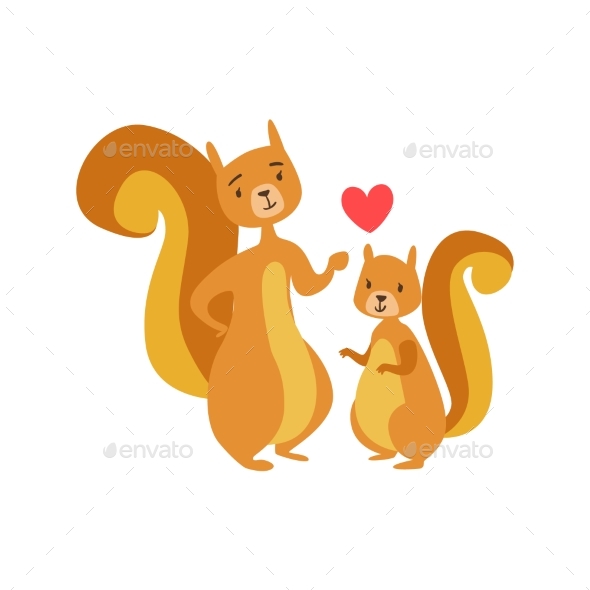 Squirrel Dad Animal Parent And Its Baby Calf - Illustrations Graphics