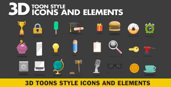 3D Toon Style Icons