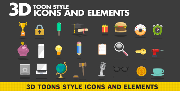 3D Toon Style Icons, Motion Graphics | VideoHive