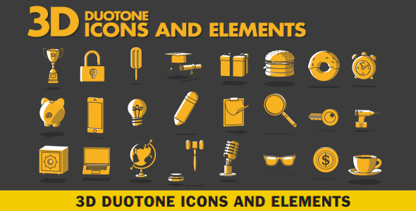 3D Duotone Icons and Elements